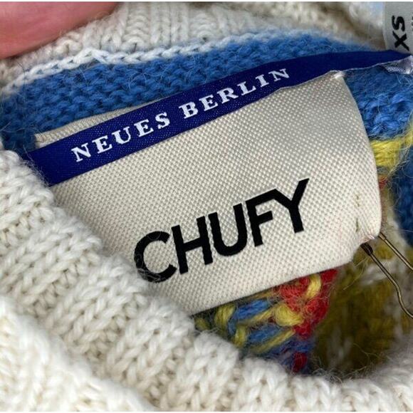CHUFY Sz XS Hans Cream Fair Isle Pullover Fringe Turtleneck Sweater NWT Alpaca - Picture 3 of 11